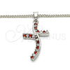 Rhodium Gold Filled Pendant Necklace, with Garnet and White Cubic Zirconia, Polished, Rhodium Finish, 04.284.0014.5.22 (02 MM Thickness, 22 Inches Length)