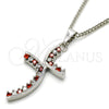 Rhodium Gold Filled Pendant Necklace, with Garnet and White Cubic Zirconia, Polished, Rhodium Finish, 04.284.0014.5.22 (02 MM Thickness, 22 Inches Length)
