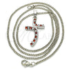 Rhodium Gold Filled Pendant Necklace, with Garnet and White Cubic Zirconia, Polished, Rhodium Finish, 04.284.0014.5.22 (02 MM Thickness, 22 Inches Length)
