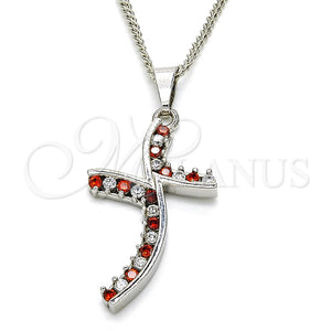 White Gold Filled Necklace — Pendant Necklace with Garnet and White Cubic Zirconia — main product view — SKU 125518 | Oro Laminado Blanco collar — Pendant Necklace with Garnet and blanco Cubic Zirconia — SKU 125518