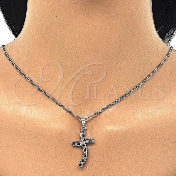 White Gold Filled Necklace — Pendant Necklace with Black and White Cubic Zirconia — alternate product view — SKU 125519 | Oro Laminado Blanco collar — Pendant Necklace with negro and blanco Cubic Zirconia — SKU 125519