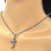 Rhodium Gold Filled Pendant Necklace, with Black and White Cubic Zirconia, Polished, Rhodium Finish, 04.284.0014.6.22 (02 MM Thickness, 22 Inches Length)