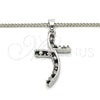Rhodium Gold Filled Pendant Necklace, with Black and White Cubic Zirconia, Polished, Rhodium Finish, 04.284.0014.6.22 (02 MM Thickness, 22 Inches Length)