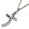 Rhodium Gold Filled Pendant Necklace, with Black and White Cubic Zirconia, Polished, Rhodium Finish, 04.284.0014.6.22 (02 MM Thickness, 22 Inches Length)