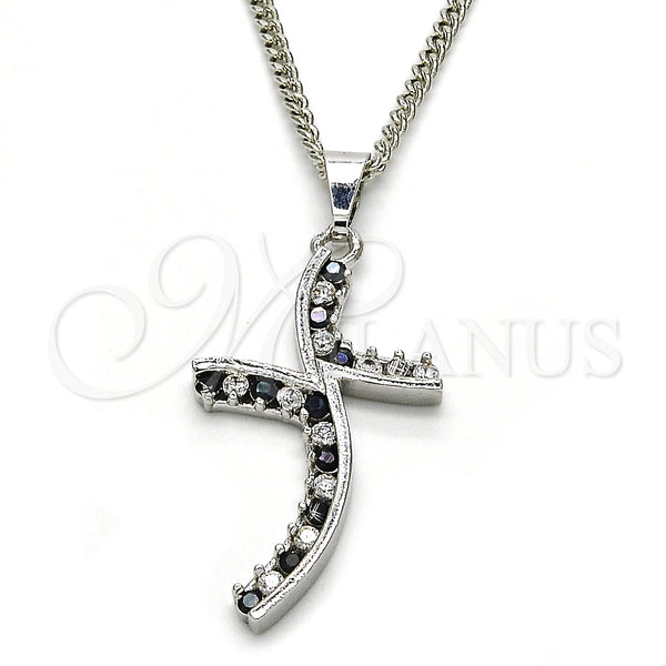 White Gold Filled Necklace — Pendant Necklace with Black and White Cubic Zirconia — main product view — SKU 125519 | Oro Laminado Blanco collar — Pendant Necklace with negro and blanco Cubic Zirconia — SKU 125519