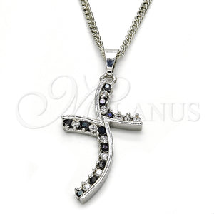 White Gold Filled Necklace — Pendant Necklace with Black and White Cubic Zirconia — main product view — SKU 125519 | Oro Laminado Blanco collar — Pendant Necklace with negro and blanco Cubic Zirconia — SKU 125519