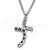 Rhodium Gold Filled Pendant Necklace, with Black and White Cubic Zirconia, Polished, Rhodium Finish, 04.284.0014.6.22 (02 MM Thickness, 22 Inches Length)