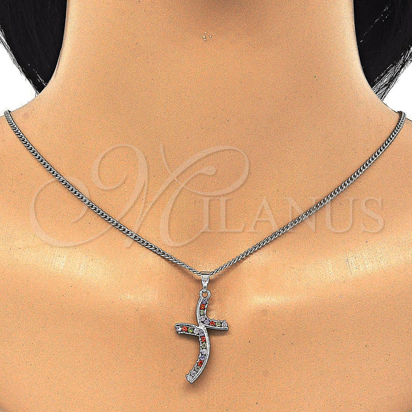 White Gold Filled Necklace — Pendant Necklace with Multicolor Cubic Zirconia Polished 04. — alternate product view — SKU 125520 | Oro Laminado Blanco collar — Pendant Necklace with Multicolor Cubic Zirconia pulido 04. — SKU 125520