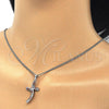 Rhodium Gold Filled Pendant Necklace, with Multicolor Cubic Zirconia, Polished, Rhodium Finish, 04.284.0014.7.22 (02 MM Thickness, 22 Inches Length)