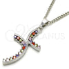 Rhodium Gold Filled Pendant Necklace, with Multicolor Cubic Zirconia, Polished, Rhodium Finish, 04.284.0014.7.22 (02 MM Thickness, 22 Inches Length)
