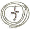 Rhodium Gold Filled Pendant Necklace, with Multicolor Cubic Zirconia, Polished, Rhodium Finish, 04.284.0014.7.22 (02 MM Thickness, 22 Inches Length)