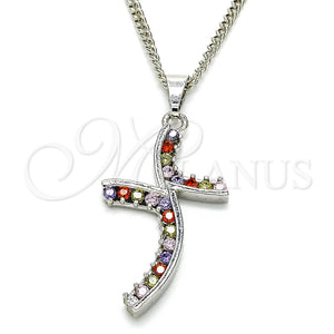 White Gold Filled Necklace — Pendant Necklace with Multicolor Cubic Zirconia Polished 04. — main product view — SKU 125520 | Oro Laminado Blanco collar — Pendant Necklace with Multicolor Cubic Zirconia pulido 04. — SKU 125520