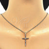 Oro Laminado Pendant Necklace, Gold Filled Style Cross Design, with Multicolor Cubic Zirconia, Polished, Golden Finish, 04.284.0013.3.20 (02 MM Thickness, 20 Inches Length)