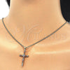 Oro Laminado Pendant Necklace, Gold Filled Style Cross Design, with Multicolor Cubic Zirconia, Polished, Golden Finish, 04.284.0013.3.20 (02 MM Thickness, 20 Inches Length)