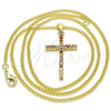 Oro Laminado Pendant Necklace, Gold Filled Style Cross Design, with Multicolor Cubic Zirconia, Polished, Golden Finish, 04.284.0013.3.20 (02 MM Thickness, 20 Inches Length)