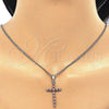 White Gold Filled Pendant Necklace, Cross Design, with Garnet and White Cubic Zirconia, Polished, Rhodium Finish, 04.284.0013.5.22 (02 MM Thickness, 22 Inches Length)