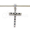 Rhodium Plated Pendant Necklace, Cross Design, with Black Cubic Zirconia and White Crystal, Polished, Rhodium Finish, 04.284.0013.6.22 (02 MM Thickness, 22 Inches Length)