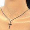 Rhodium Gold Filled Pendant Necklace, Cross Design, with Multicolor Cubic Zirconia, Polished, Rhodium Finish, 04.284.0013.7.22 (02 MM Thickness, 22 Inches Length)