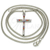 Rhodium Gold Filled Pendant Necklace, Cross Design, with Multicolor Cubic Zirconia, Polished, Rhodium Finish, 04.284.0013.7.22 (02 MM Thickness, 22 Inches Length)