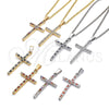 Rhodium Gold Filled Pendant Necklace, Cross Design, with Multicolor Cubic Zirconia, Polished, Rhodium Finish, 04.284.0013.7.22 (02 MM Thickness, 22 Inches Length)