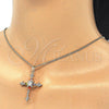 Oro Laminado Pendant Necklace, Gold Filled Style Cross and Baguette Design, with Multicolor Cubic Zirconia, Polished, Golden Finish, 04.284.0011.3.20 (02 MM Thickness, 20 Inches Length)