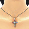 Oro Laminado Pendant Necklace, Gold Filled Style Cross Design, with Multicolor Cubic Zirconia, Polished, Golden Finish, 04.284.0012.3.20 (02 MM Thickness, 20 Inches Length)
