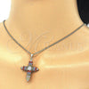 Oro Laminado Pendant Necklace, Gold Filled Style Cross Design, with Multicolor Cubic Zirconia, Polished, Golden Finish, 04.284.0012.3.20 (02 MM Thickness, 20 Inches Length)