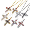 Oro Laminado Pendant Necklace, Gold Filled Style Cross Design, with Multicolor Cubic Zirconia, Polished, Golden Finish, 04.284.0012.3.20 (02 MM Thickness, 20 Inches Length)