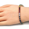 Oro Laminado Tennis Bracelet, Gold Filled Style with Multicolor Cubic Zirconia, Polished, Golden Finish, 03.221.0056.6.08 (05 MM Thickness, 8 Inches Length)