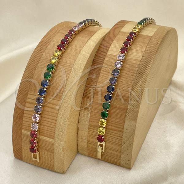 Gold Filled Bracelet — Tennis Bracelet with Multicolor Cubic Zirconia Polished 03. — alternate product view — SKU 125546 | Oro Laminado brazalete — Tennis Bracelet with Multicolor Cubic Zirconia pulido 03. — SKU 125546