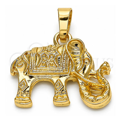 Oro Laminado Fancy Pendant, Gold Filled Style Elephant Design, Polished, Golden Finish, 05.213.0048