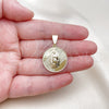 Oro Laminado Religious Pendant, Gold Filled Style Guadalupe Design, Diamond Cutting Finish, Golden Finish, 05.213.0052