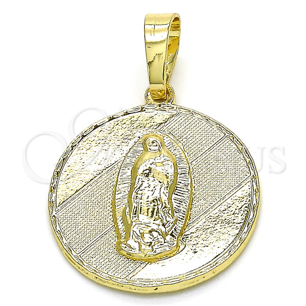 Gold Filled Pendant — Religious Pendant Guadalupe Design Diamond Cutting 05. — main product view — SKU 125553 | Oro Laminado dije — Religious Pendant Guadalupe diseño Diamond Cutting 05. — SKU 125553