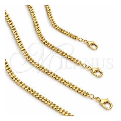 Oro Laminado Basic Necklace, Gold Filled Style Miami Cuban Design, Polished, Golden Finish, 04.213.0095.22 (Thickness, 22 Inches Length)