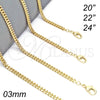Oro Laminado Basic Necklace, Gold Filled Style Miami Cuban Design, Polished, Golden Finish, 04.213.0095.22 (Thickness, 22 Inches Length)
