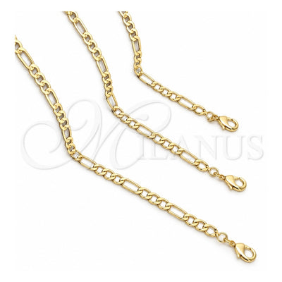 Oro Laminado Basic Necklace, Gold Filled Style Figaro Design, Polished, Golden Finish, 04.213.0113.22 (04 MM Thickness, 22 Inches Length)