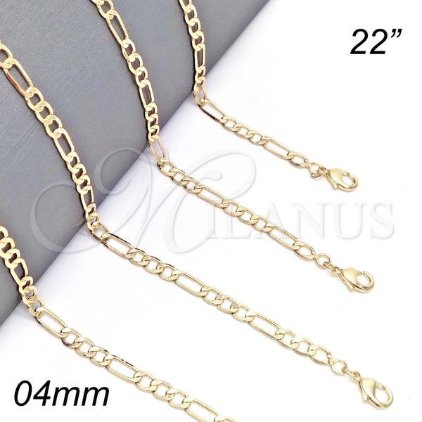 Gold Filled Necklace — Basic Necklace Figaro Design Polished 04. 04 MM — main product view — SKU 125568 | Oro Laminado collar — básico Necklace Figaro diseño pulido 04. 04 MM — SKU 125568
