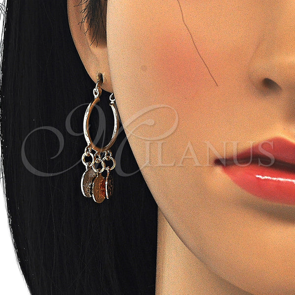 Gold Filled Hoop Earrings — Small Hoop San Benito Design Polished Tricolor 02.63. — alternate product view — SKU 125570 | Oro Laminado aretes de aro — Small Hoop San Benito diseño pulido Tricolor 02.63. — SKU 125570