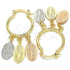 Oro Laminado Small Hoop, Gold Filled Style Guadalupe Design, Polished, Tricolor, 02.63.2661.20 for wholesale, additional product view 4