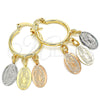 Oro Laminado Small Hoop, Gold Filled Style Guadalupe Design, Polished, Tricolor, 02.63.2661.20 for wholesale, additional product view 5
