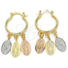 Oro Laminado Small Hoop, Gold Filled Style Guadalupe Design, Polished, Tricolor, 02.63.2661.20 for wholesale, main product view