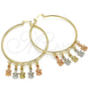 Oro Laminado Large Hoop, Gold Filled Style Turtle Design, Polished, Tricolor, 02.63.2662.55