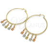 Oro Laminado Large Hoop, Gold Filled Style Turtle Design, Polished, Tricolor, 02.63.2662.55