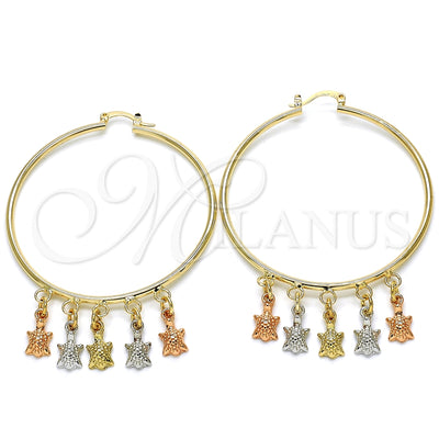 Oro Laminado Large Hoop, Gold Filled Style Turtle Design, Polished, Tricolor, 02.63.2662.55 for wholesale, main product view