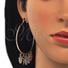 Oro Laminado Large Hoop, Gold Filled Style Owl Design, Polished, Tricolor, 02.63.2663.55