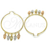 Oro Laminado Large Hoop, Gold Filled Style Owl Design, Polished, Tricolor, 02.63.2663.55