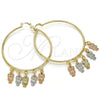 Oro Laminado Large Hoop, Gold Filled Style Owl Design, Polished, Tricolor, 02.63.2663.55