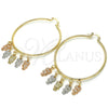 Oro Laminado Large Hoop, Gold Filled Style Owl Design, Polished, Tricolor, 02.63.2663.55