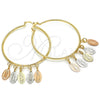 Oro Laminado Large Hoop, Gold Filled Style Guadalupe Design, Polished, Tricolor, 02.63.2661.55