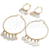 Oro Laminado Large Hoop, Gold Filled Style San Benito Design, Polished, Tricolor, 02.63.2660.55